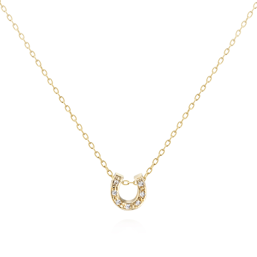 Horseshoe pendant (S) 14k gold CZ