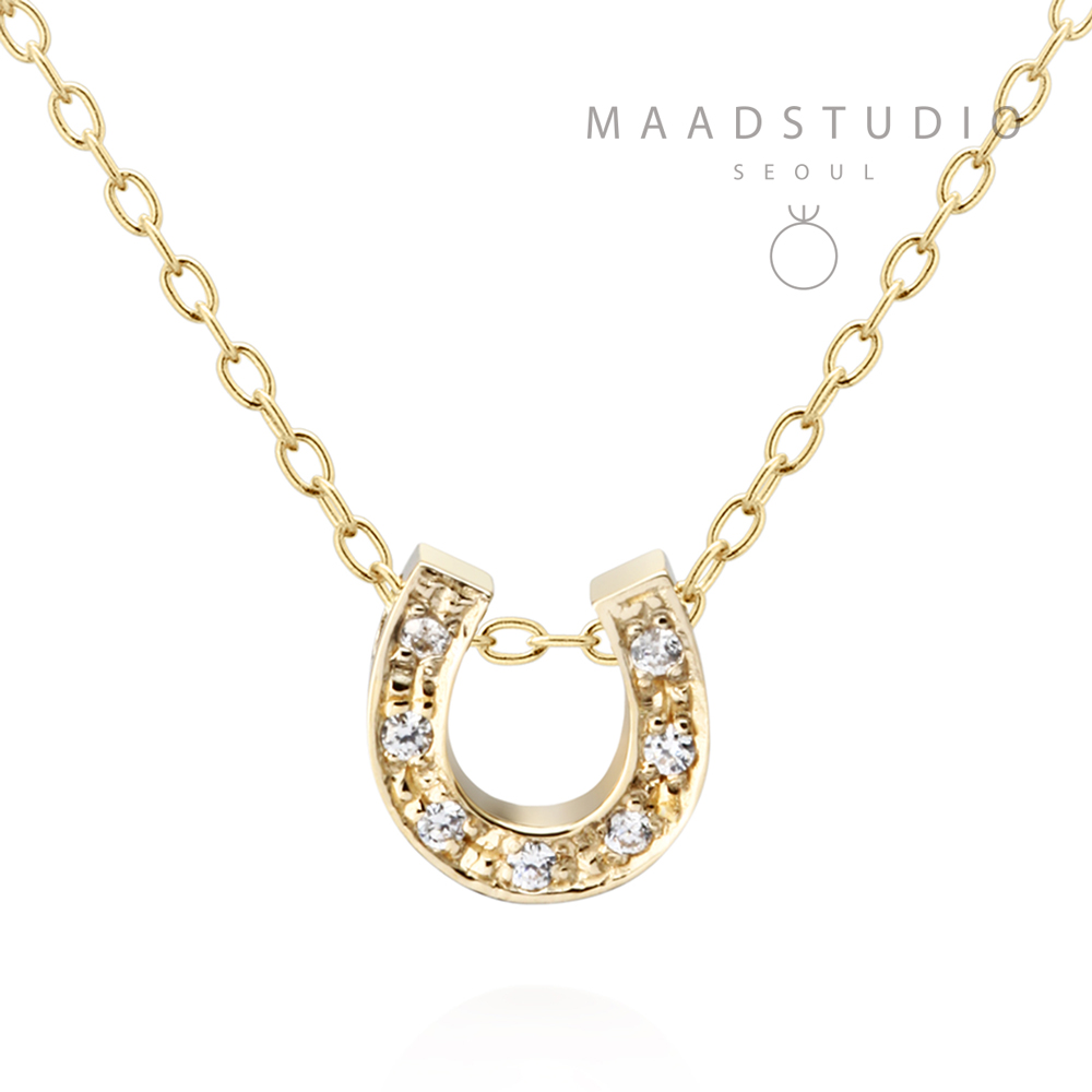 Horseshoe pendant (S) 14k gold CZ