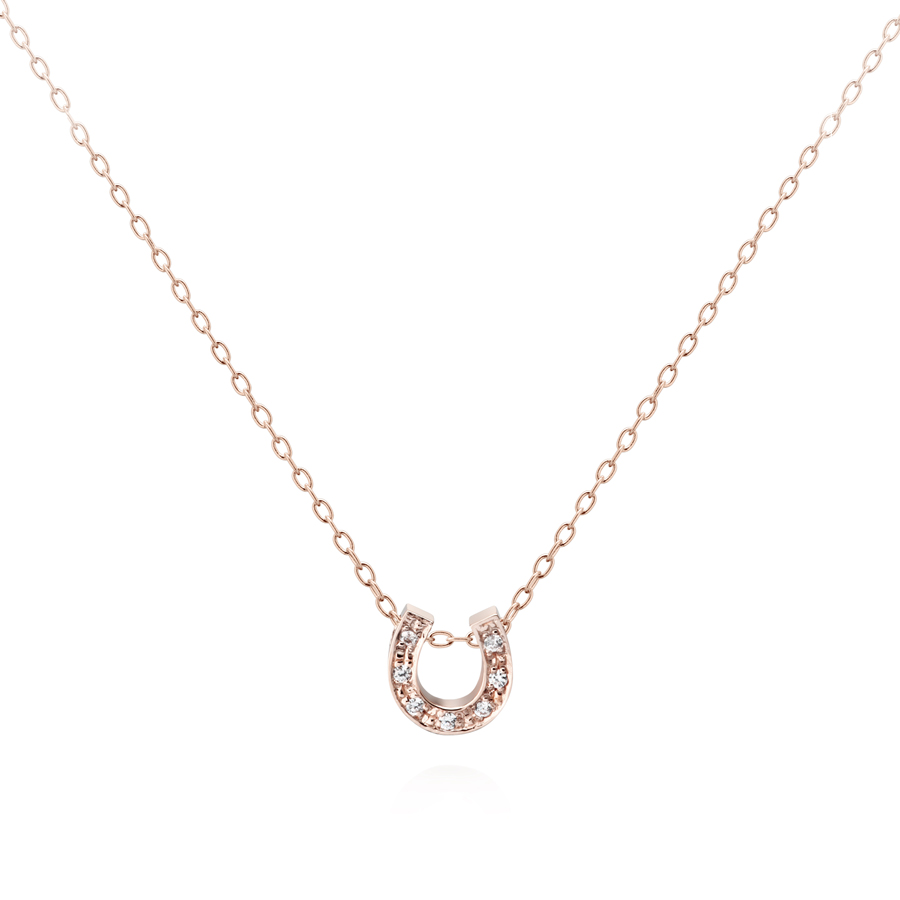 Horseshoe pendant (S) 14k Red gold CZ