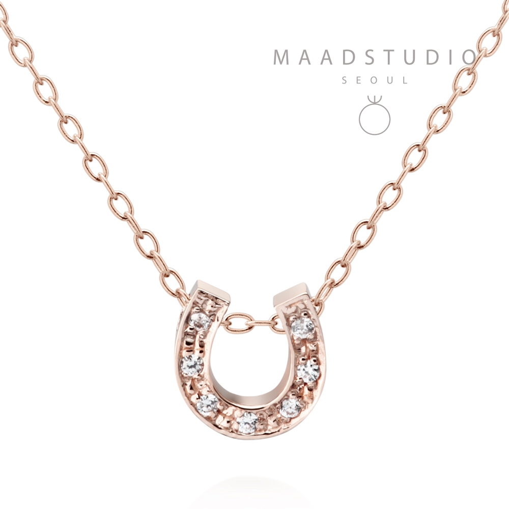 Horseshoe pendant (S) 14k Red gold CZ