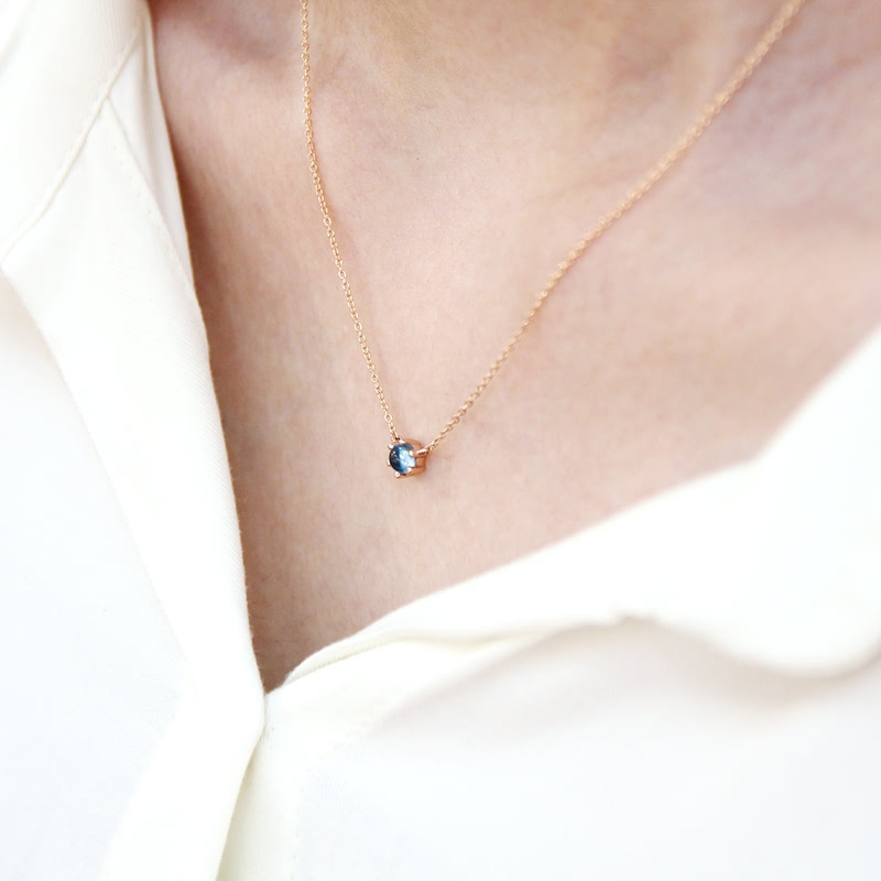 Dandelion pendant & earring Set blue topaz 0.3ct 14K gold