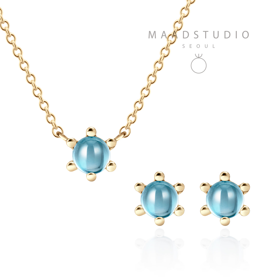 단델리온 Set 14K blue topaz 0.3ct