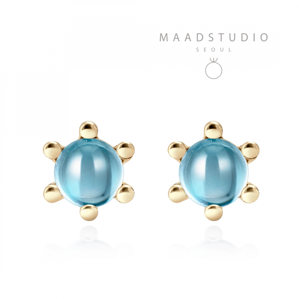 Dandelion earring blue topaz 0.3ct 14K gold