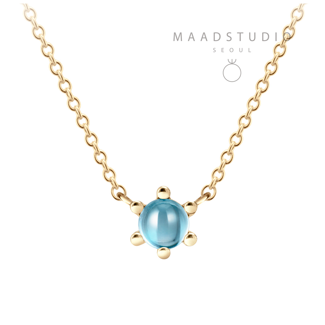 Dandelion pendant blue topaz 0.3ct 14K gold