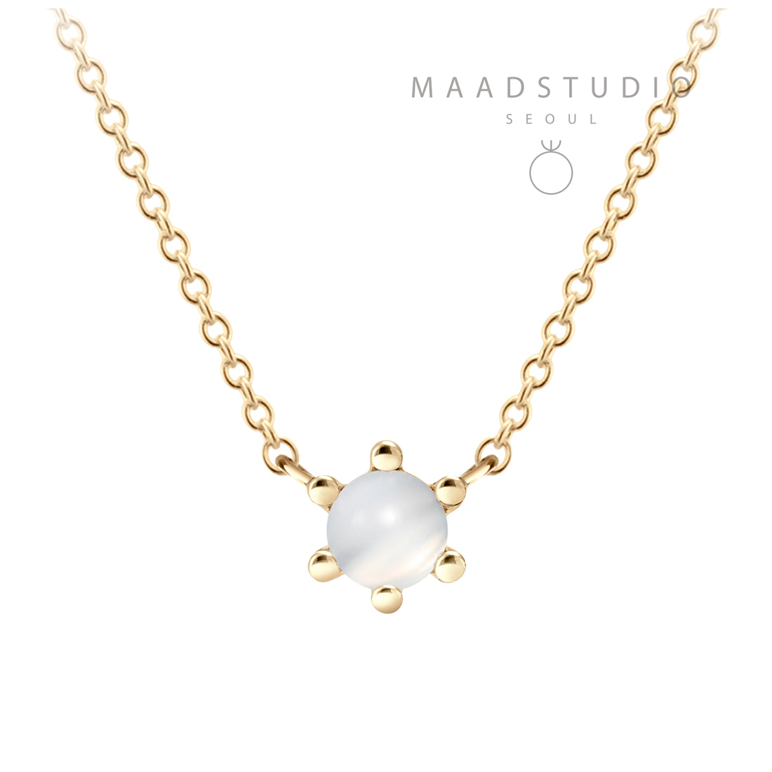 Dandelion pendant moonstone 0.3ct 14K gold