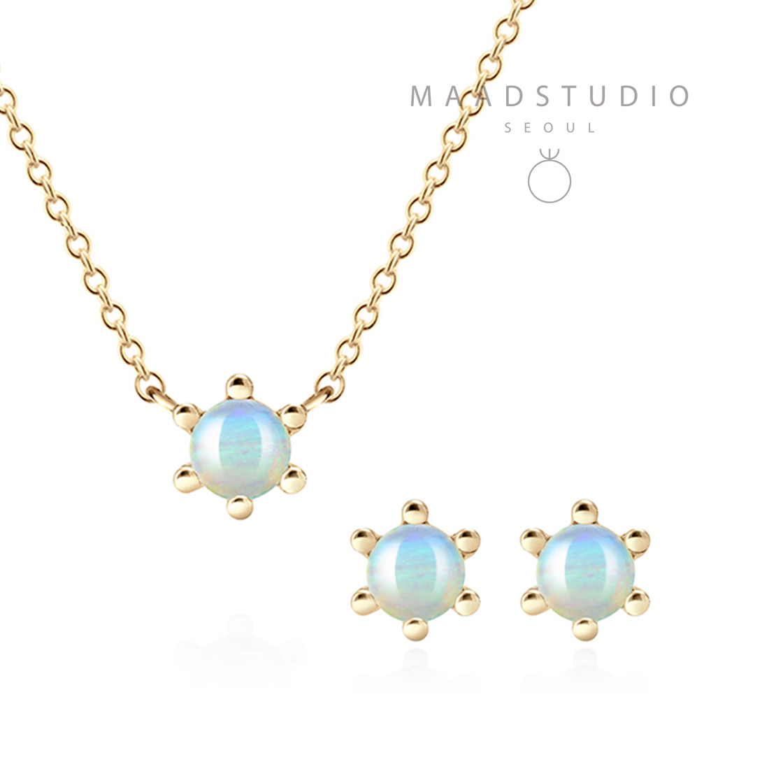 단델리온 Set 14K opal 0.3ct