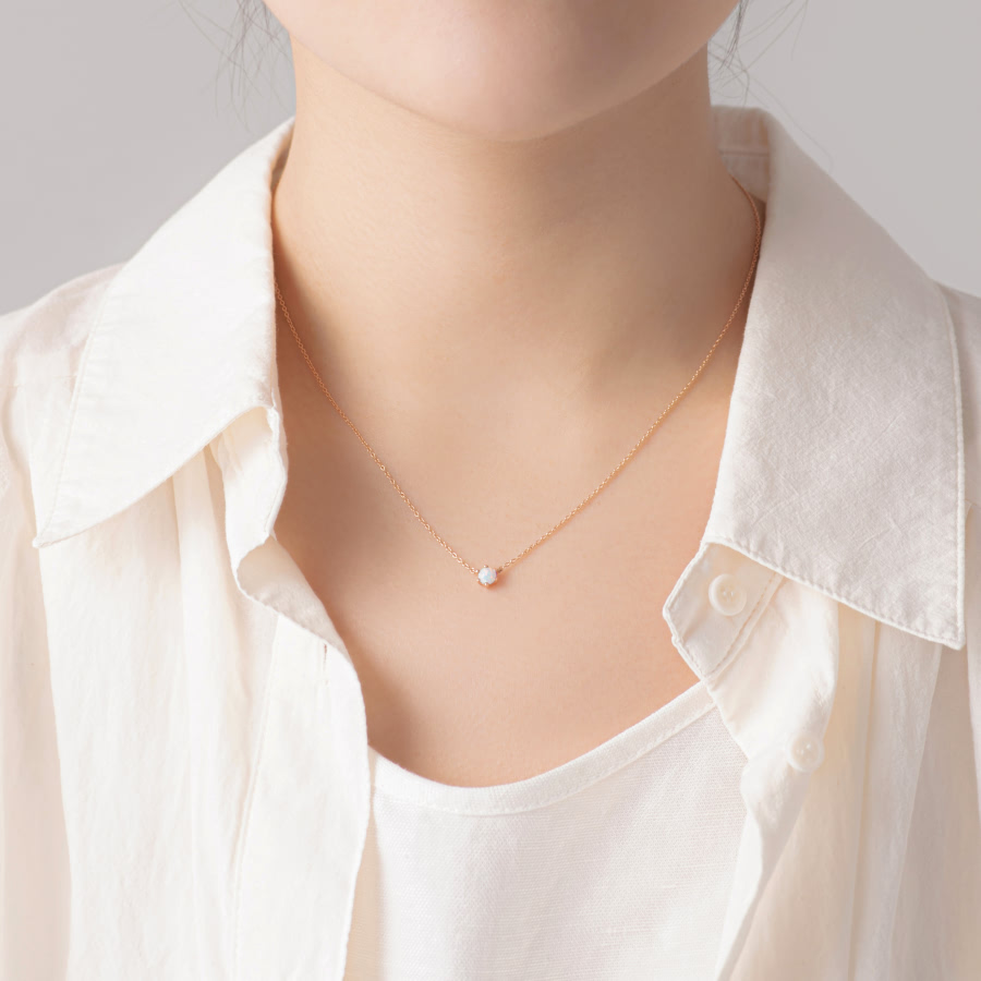 단델리온 목걸이 14K 레드골드 opal 0.3ct