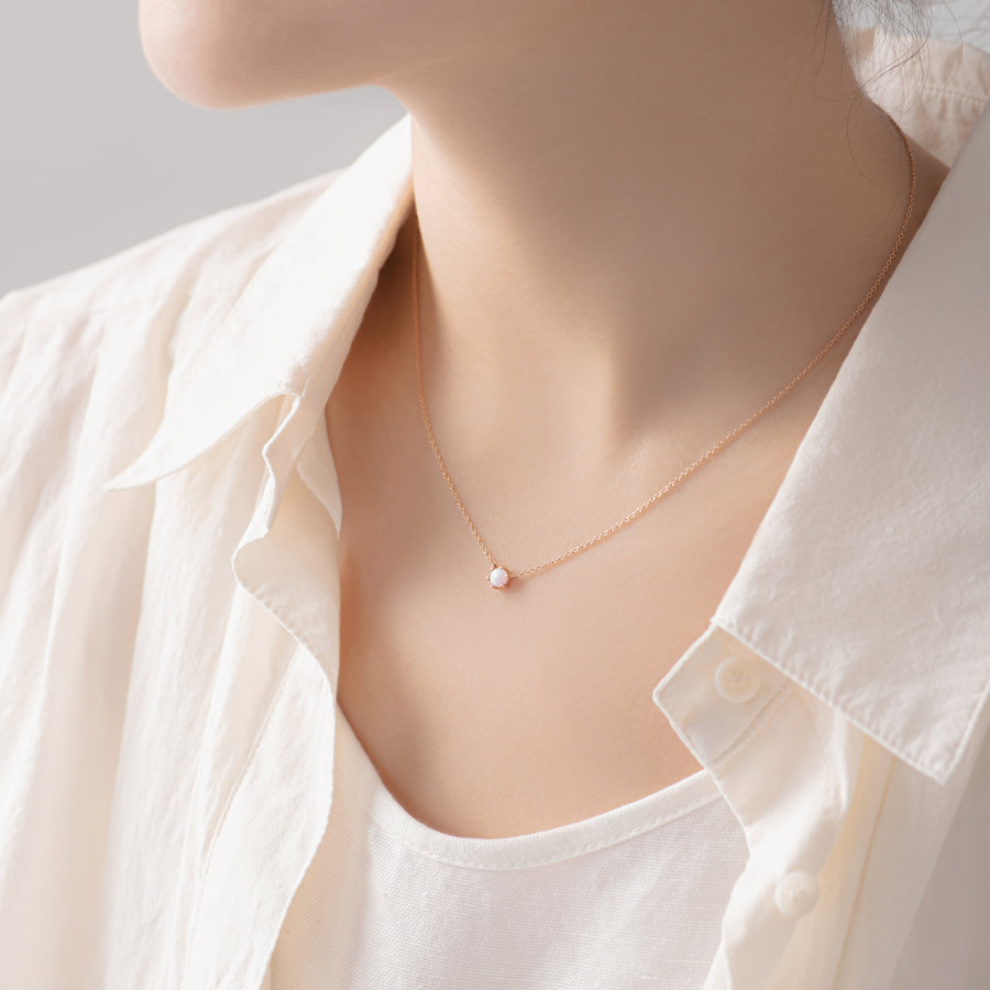단델리온 목걸이 14K 레드골드 opal 0.3ct
