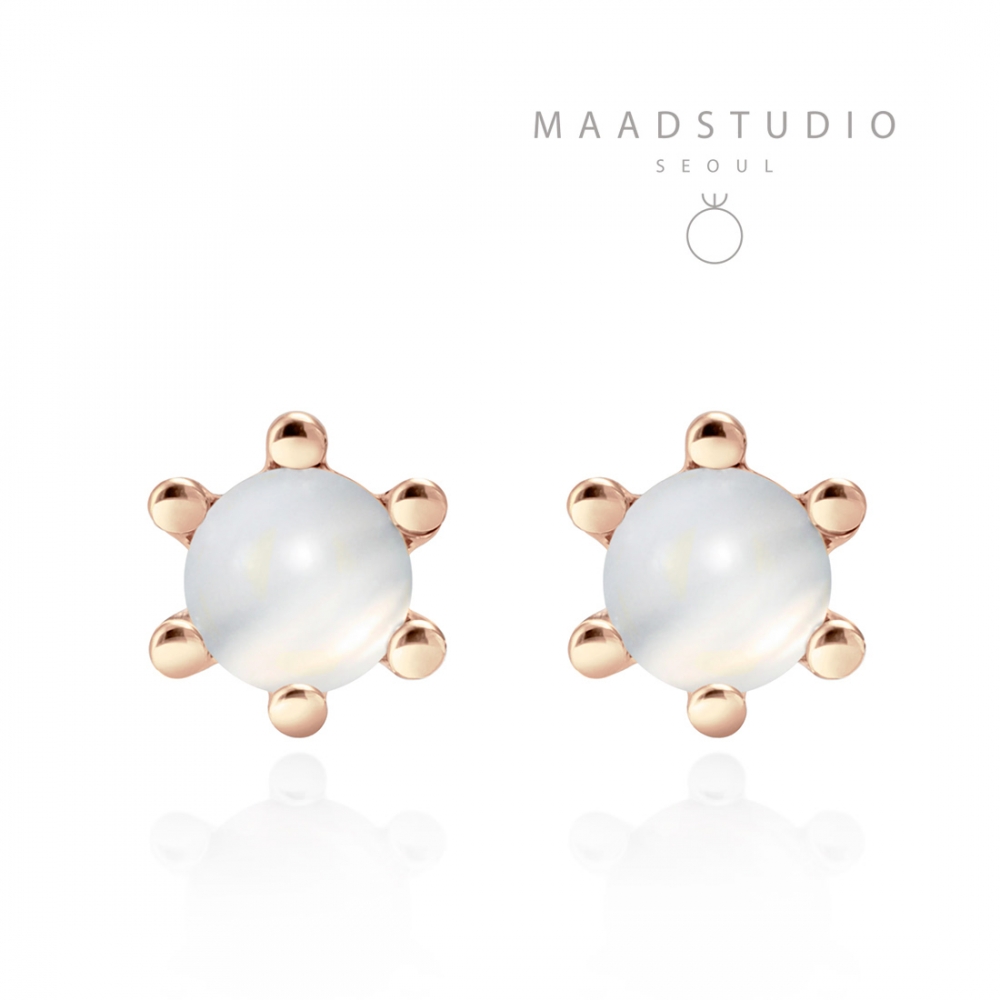 Dandelion earring moonstone 0.3ct 14K gold