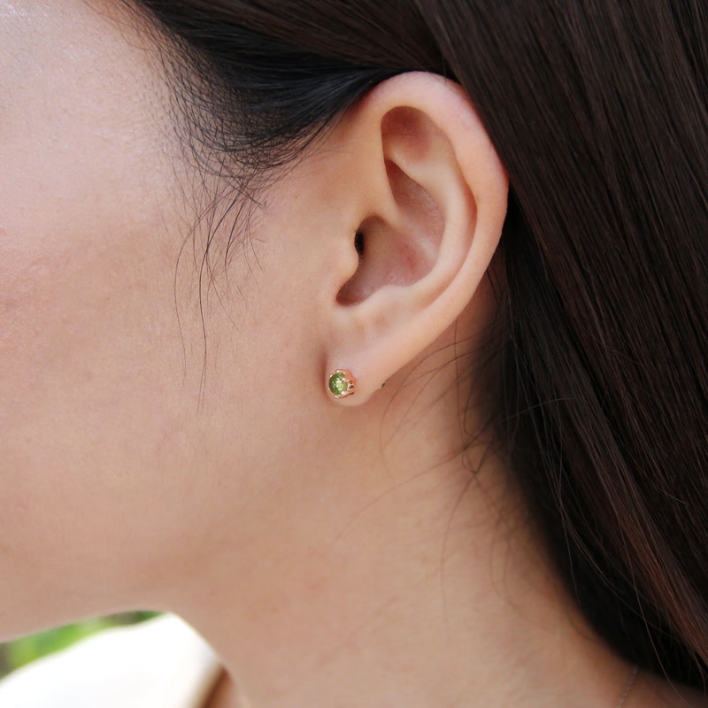 Dandelion earring peridot 0.3ct 14k Red gold