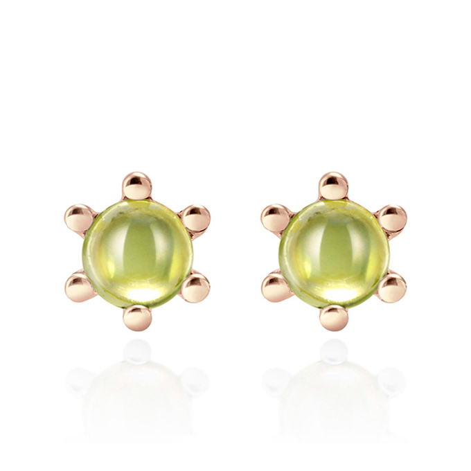 단델리온 귀걸이 14K 레드골드 peridot 0.3ct