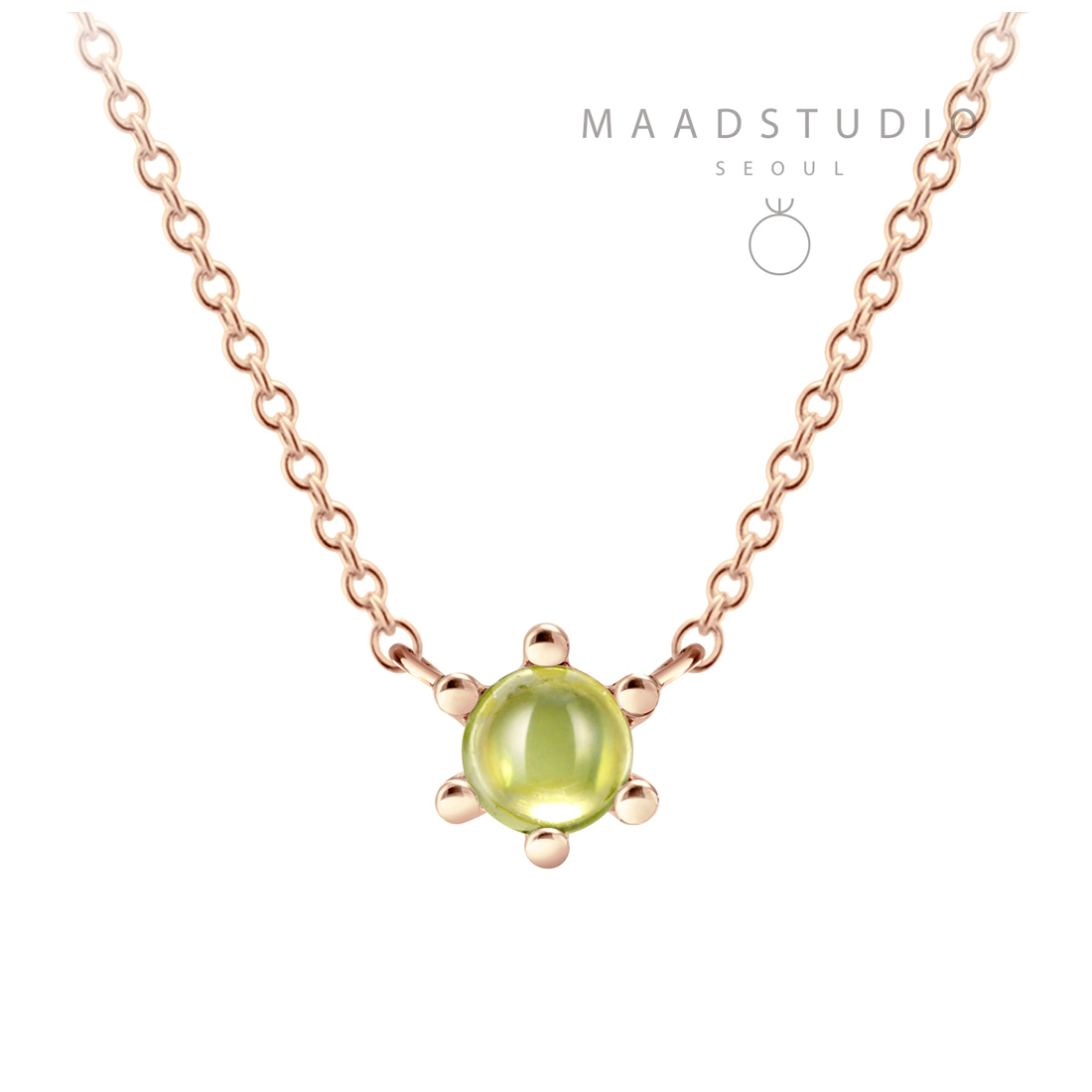 Dandelion pendant peridot 0.3ct 14K Red gold