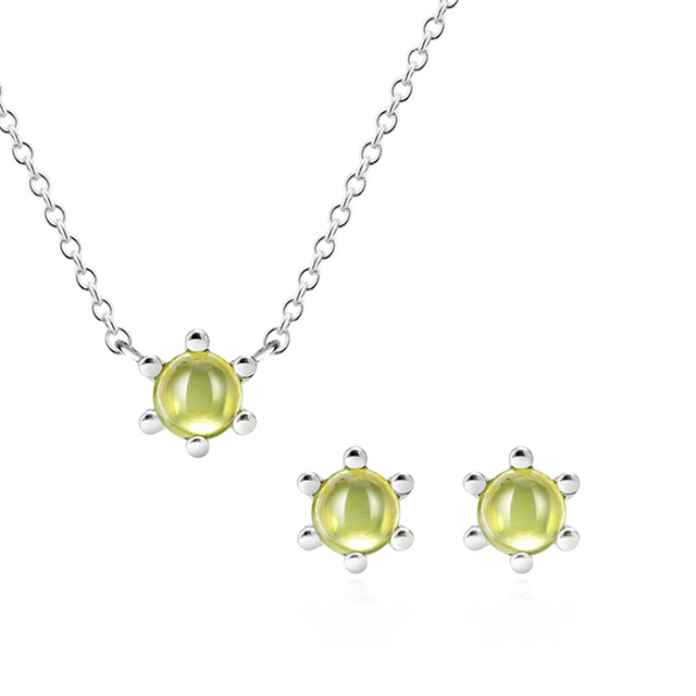 단델리온 Set 14K 화이트골드 peridot 0.3ct