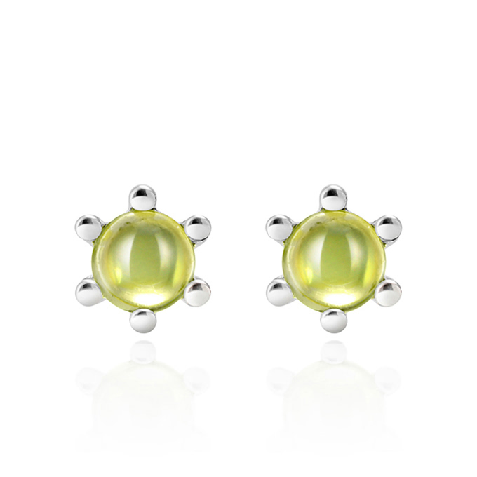 단델리온 귀걸이 14K 화이트골드 peridot 0.3ct