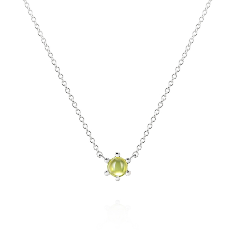 Dandelion pendant peridot 0.3ct 14K White gold