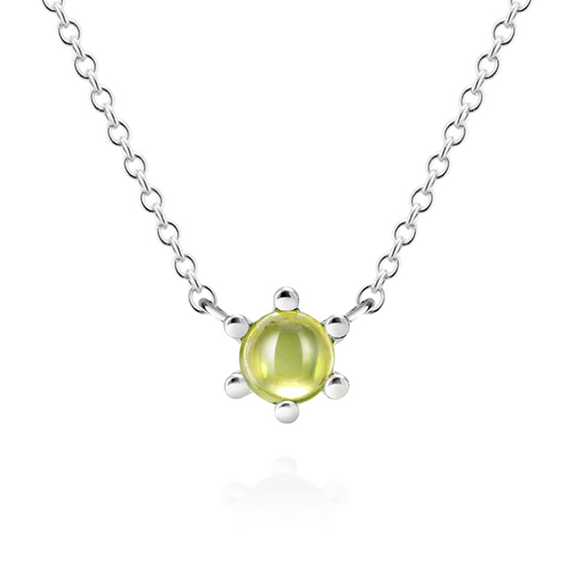 단델리온 목걸이 14K 화이트골드 peridot 0.3ct