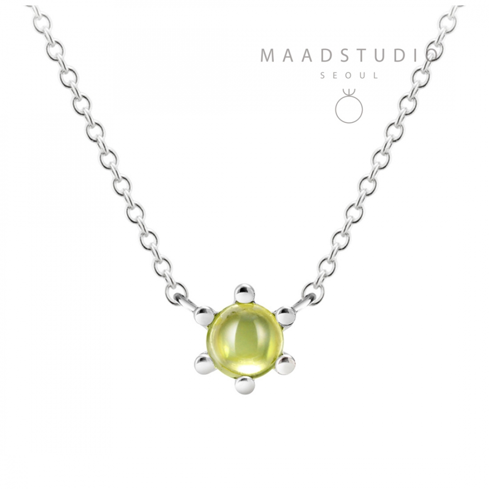 단델리온 목걸이 14K 화이트골드 peridot 0.3ct