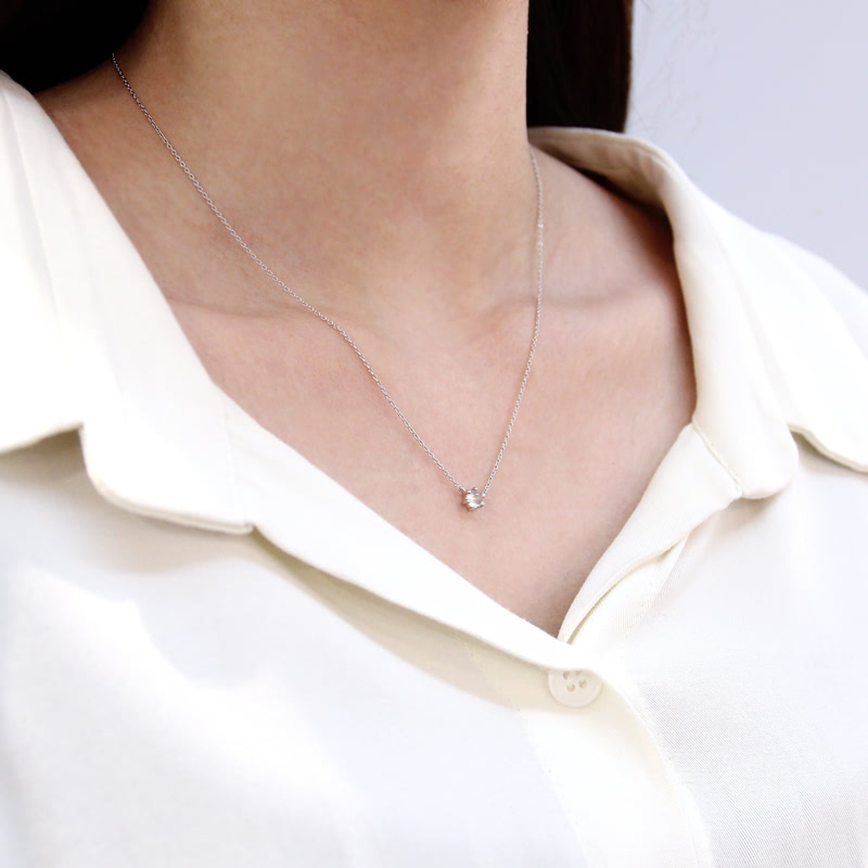 Dandelion pendant & earring Set moonstone 0.3ct 14K White gold