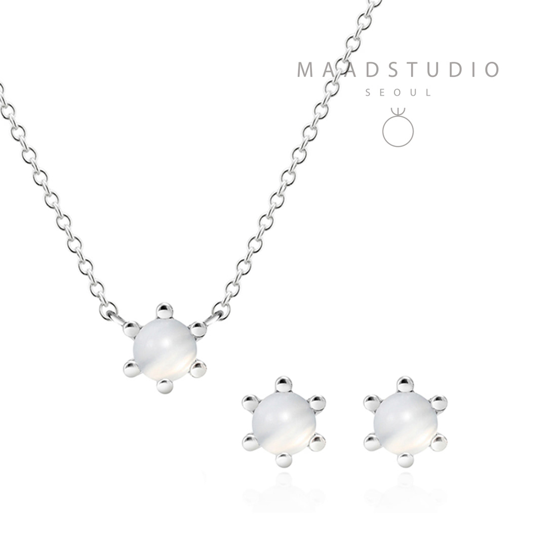 단델리온 Set 14k 화이트골드 moonstone 0.3ct