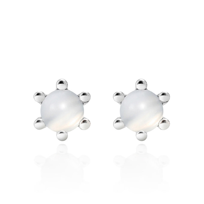 단델리온 귀걸이 14k 화이트골드 moonstone 0.3ct