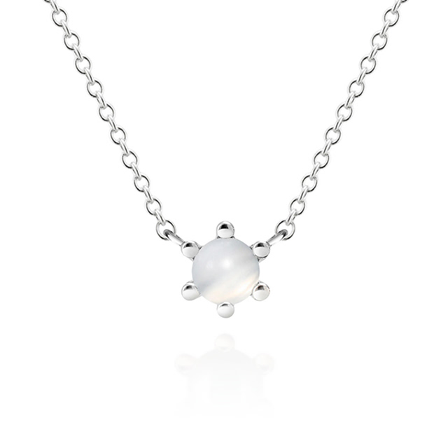 단델리온 목걸이 14K 화이트골드 moonstone 0.3ct
