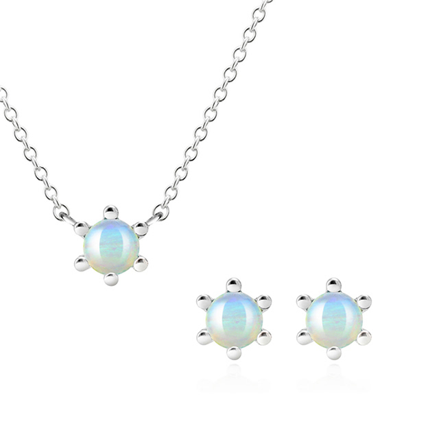 단델리온 Set 14K 화이트골드 opal 0.3ct