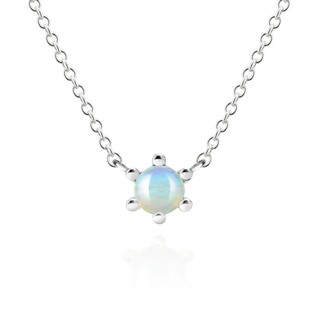단델리온 목걸이 14K 화이트골드 opal 0.3ct
