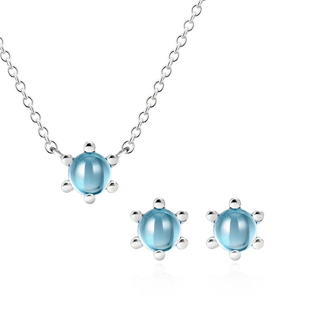 단델리온 Set 14K 화이트골드 blue topaz 0.3ct
