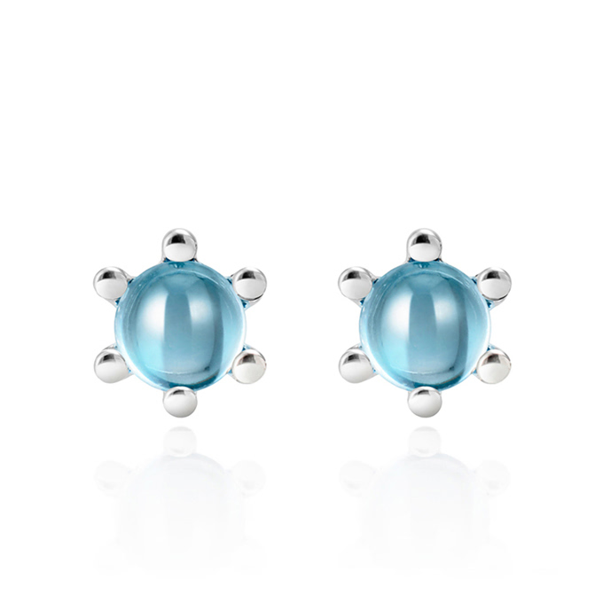 단델리온 귀걸이 14K 화이트골드 blue topaz 0.3ct