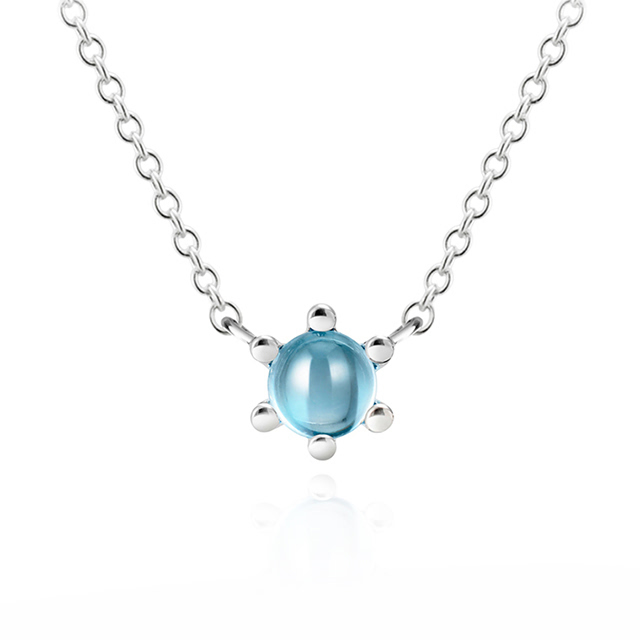 단델리온 목걸이 14K 화이트골드 blue topaz 0.3ct