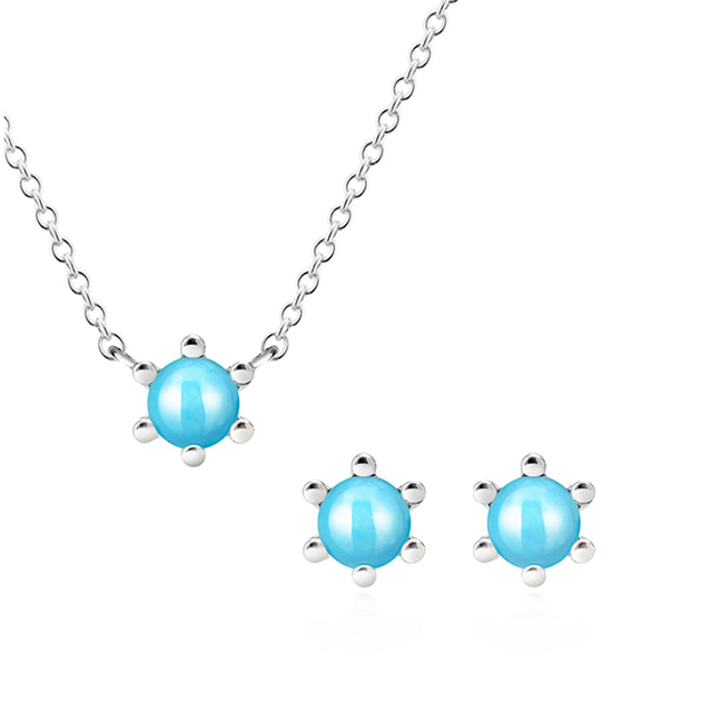 단델리온 Set 14K 화이트골드 turquoise 0.3ct