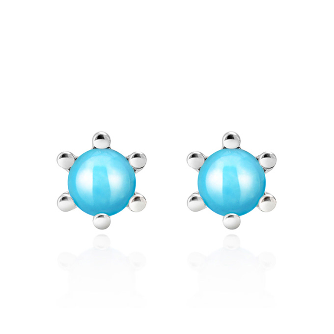단델리온 귀걸이 14K 화이트골드 turquoise 0.3ct