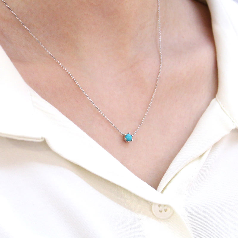 단델리온 목걸이 14K 화이트골드 turquoise 0.3ct