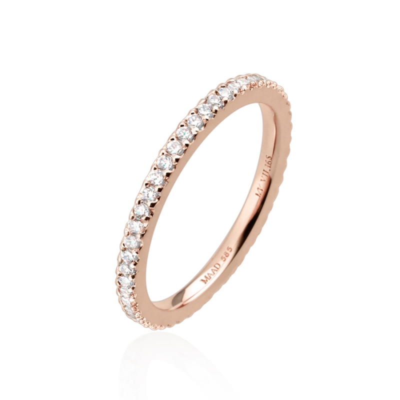 MR-VII Square band ring 1.6mm 14k Red gold CZ
