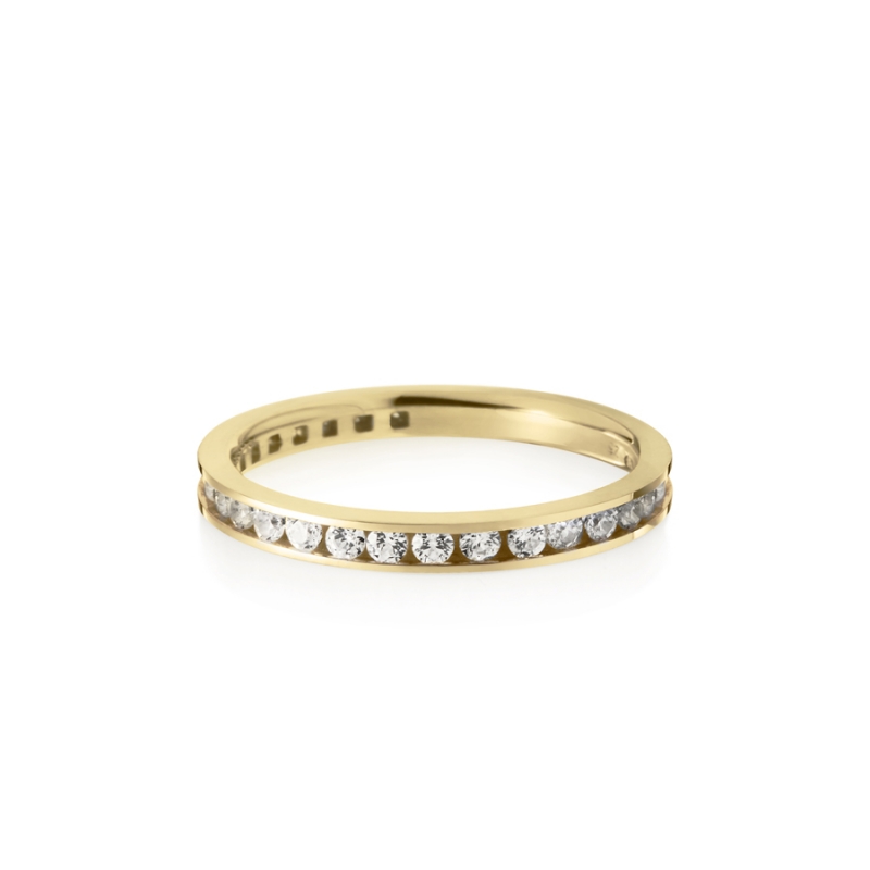 Princess wedding band ring (S) 14k gold CZ