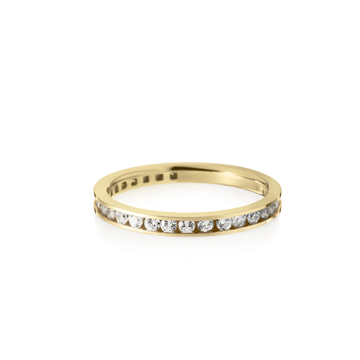 Princess wedding band ring (S) 14k gold CZ