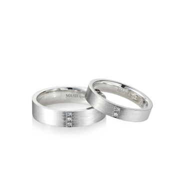 MR-V Flat couple band ring Set 4.7mm & 3.7mm hairline, Diamond Sterling silver