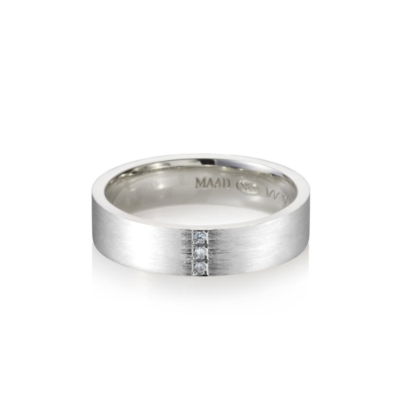 MR-V Flat band ring 4.7mm hairline, Diamond Sterling silver