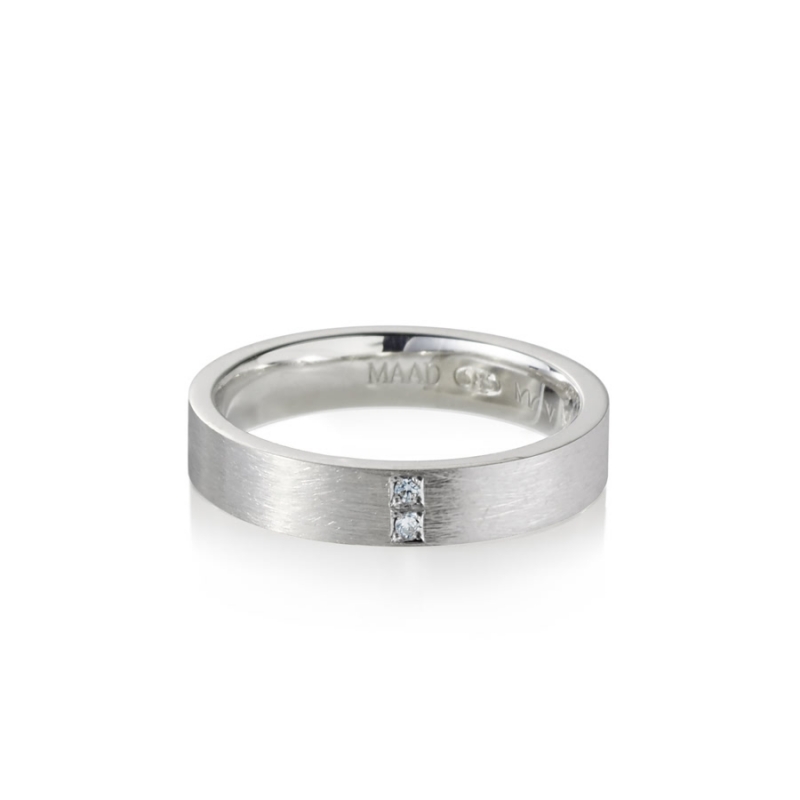 MR-V Flat band ring 3.7mm hairline, Diamond Sterling silver