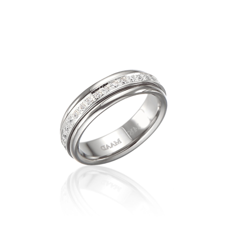 Greek Layerd ring (S) 14k White gold CZ