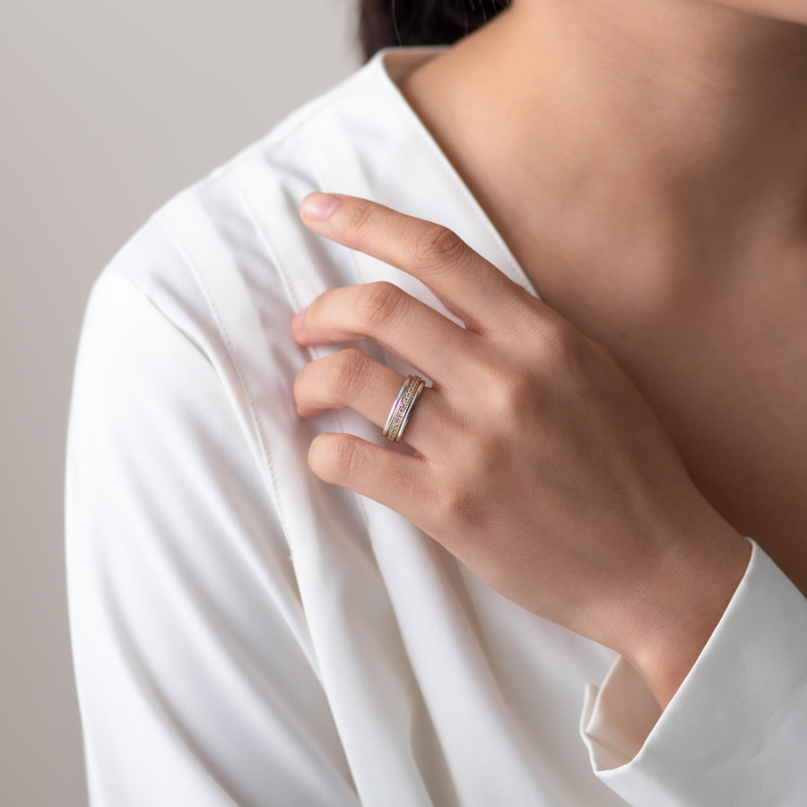 그리크 레이어드 커플링 14k CZ