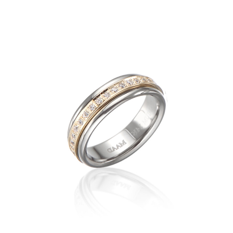 Greek Layerd ring (S) 14k gold CZ