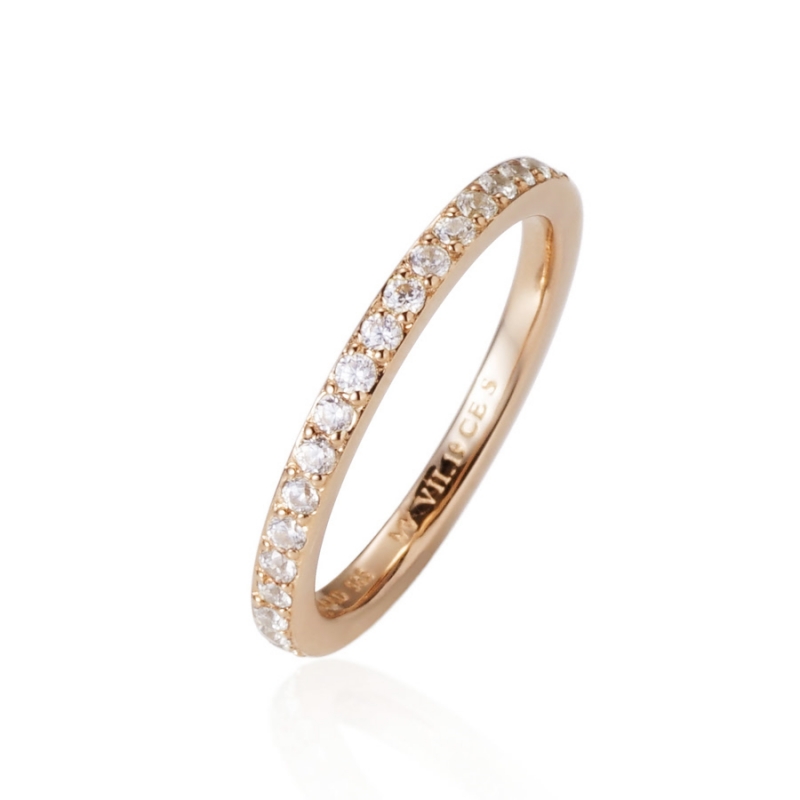 MR-VII Square band ring 1.9mm 14k Red gold CZ