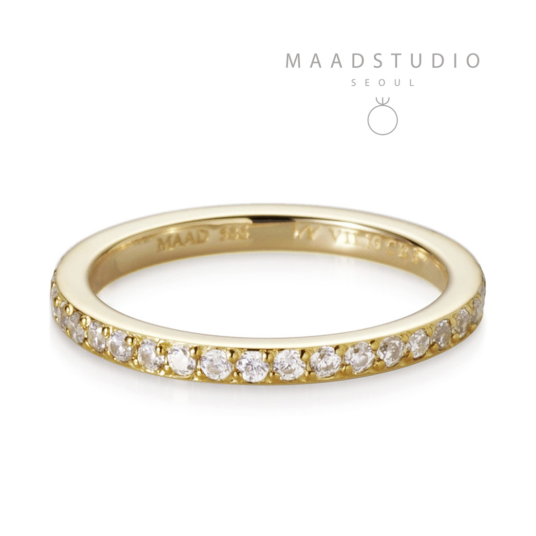 MR-VII Square band ring 1.9mm 14k gold CZ