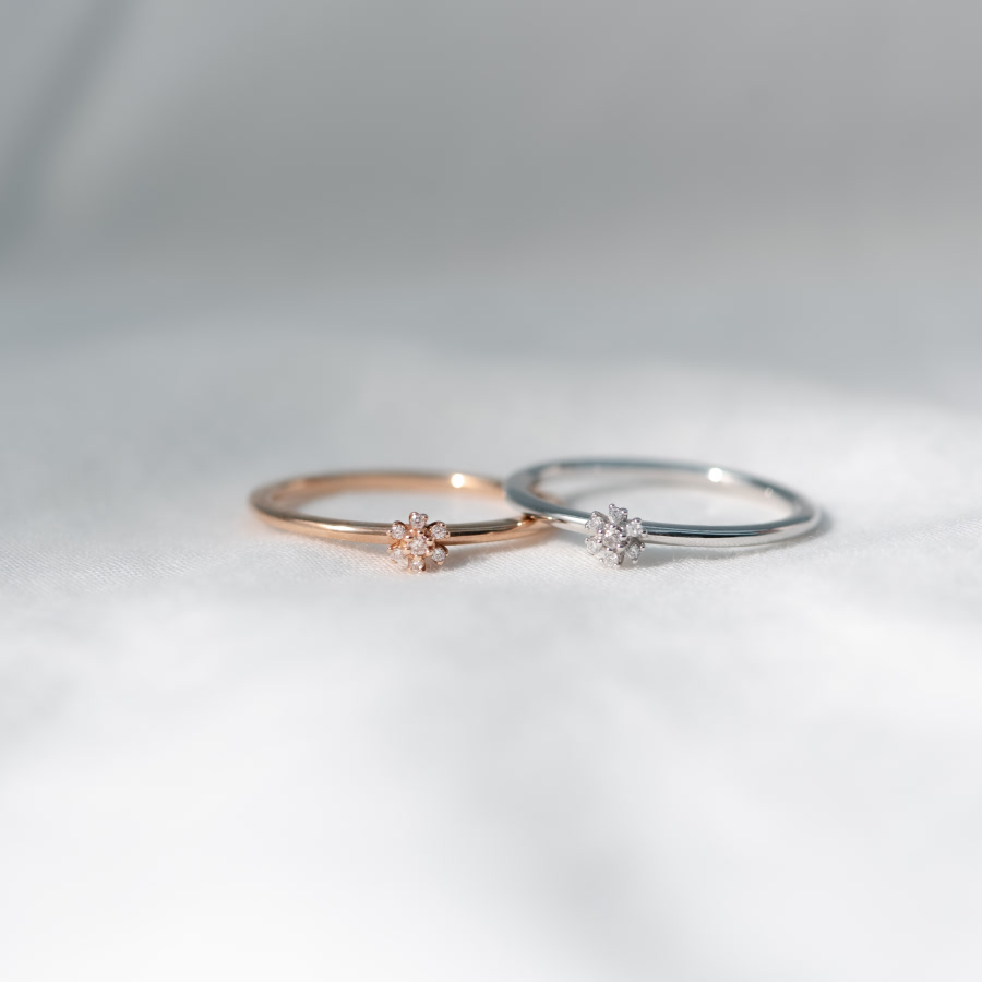 풀꽃반지 14K 레드골드 CZ