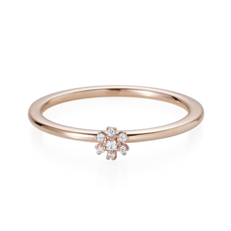 풀꽃반지 14K 레드골드 CZ