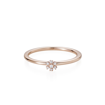 Grass flower ring 14k Red gold CZ