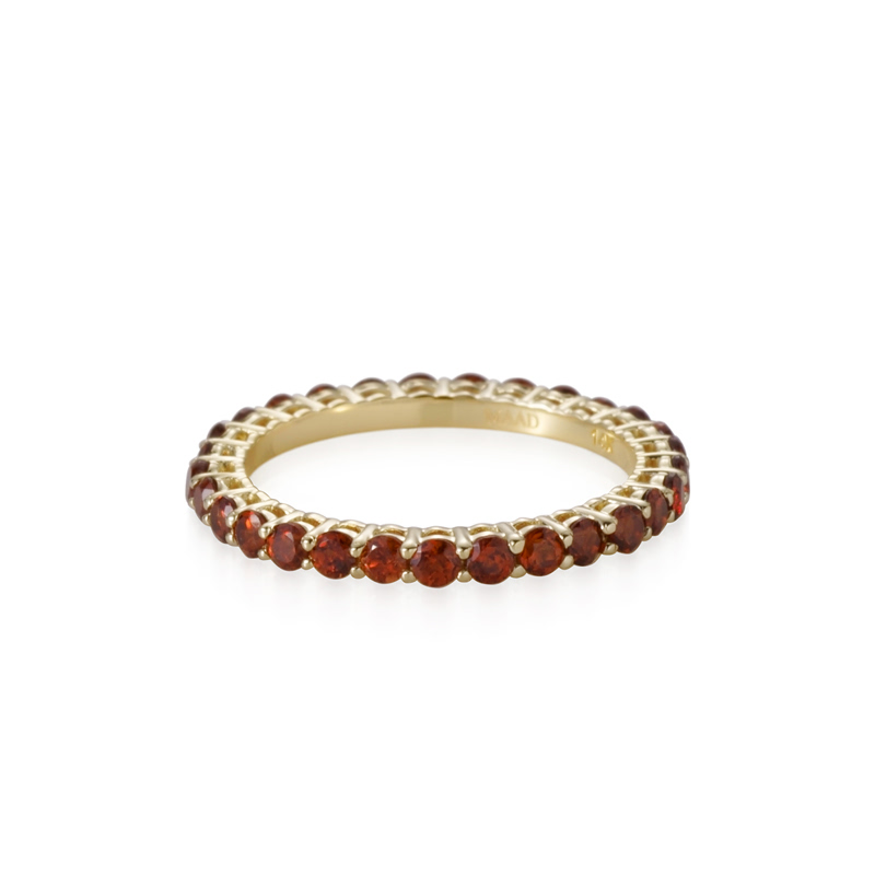 Eternity lace band ring 14k gold garnet