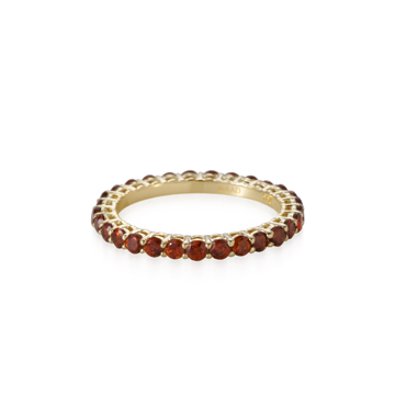 Eternity lace band ring 14k gold garnet