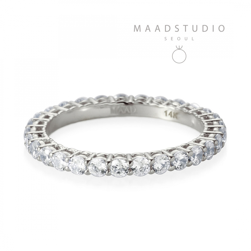 Eternity lace band ring 14k White gold CZ